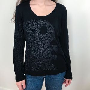 French Diplodocus sparkly Black Shirt Size M